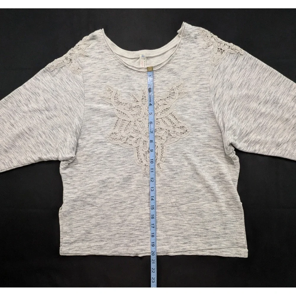 Free People Movement Long Sleeve Sweater Lace Cutout Heather Gray Small S